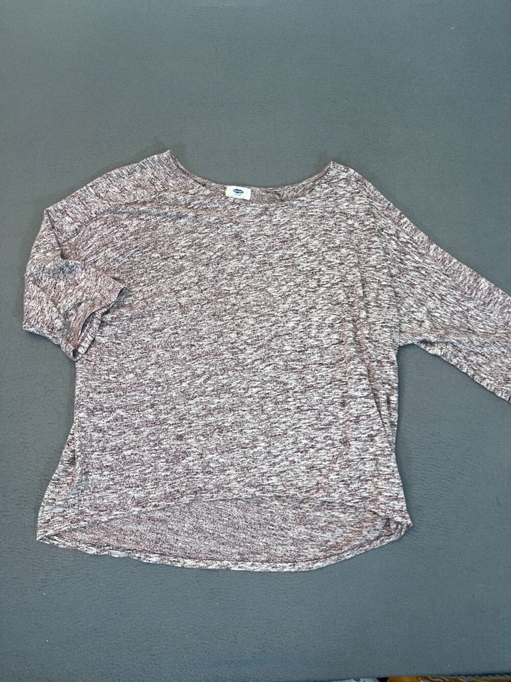 Old Navy Women’s Large Brown/Purple Heathered T-Shirt Relaxed Fit 3/4 Sleeve
